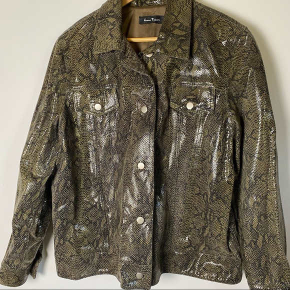 Vintage Comme Toujours Snakeskin print Leather Jacket Size XL - Picture 3 of 14